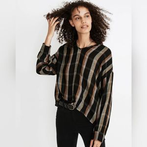 Madewell Highroad Popover Shirt in Lessing Plaid Top Size L